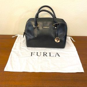 FURLA Black Genuine Leather Convertible Handbag Crossbody Bag